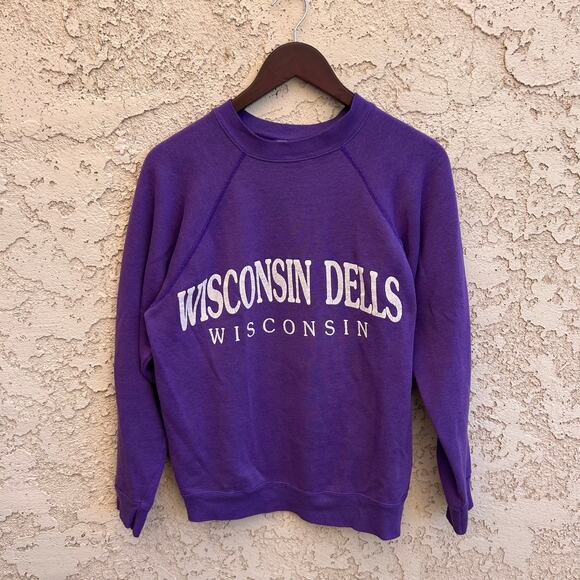 Vintage Wisconsin Dells Raglan Crewneck Sweatshirt Womens Medium - Picture 1 of 4